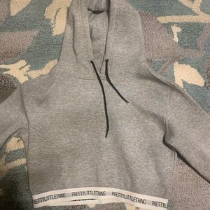 Grey PLT logo hoodie (cropped)